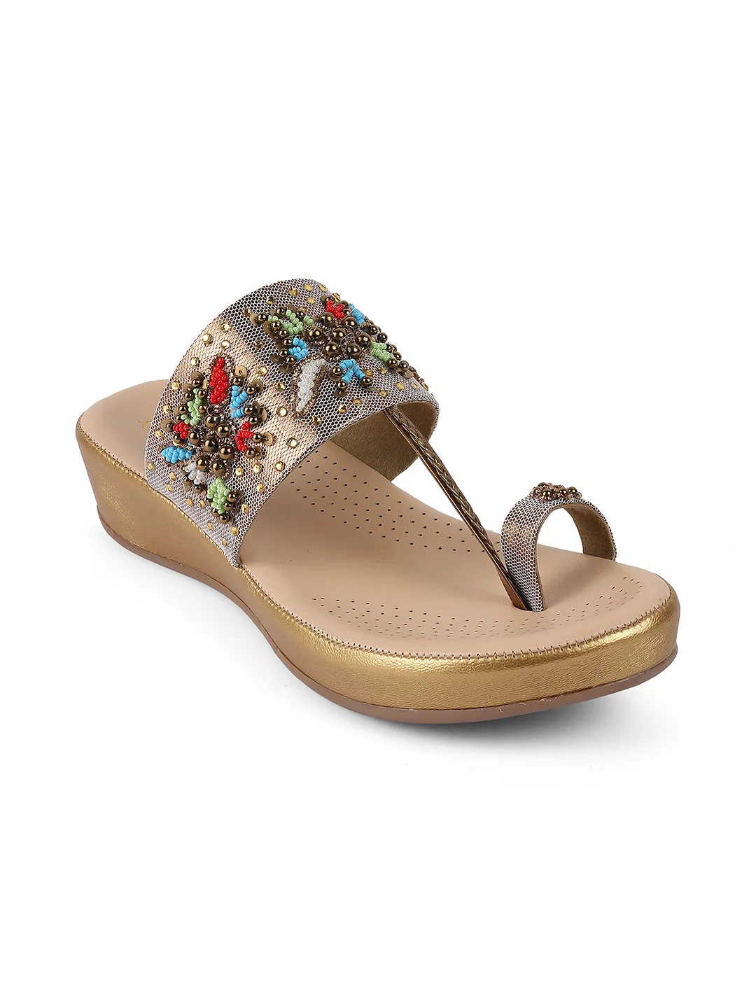 Fancy Flatform Heel V Shape Upper Synthetic Bottom Ethnic Wear Sandals