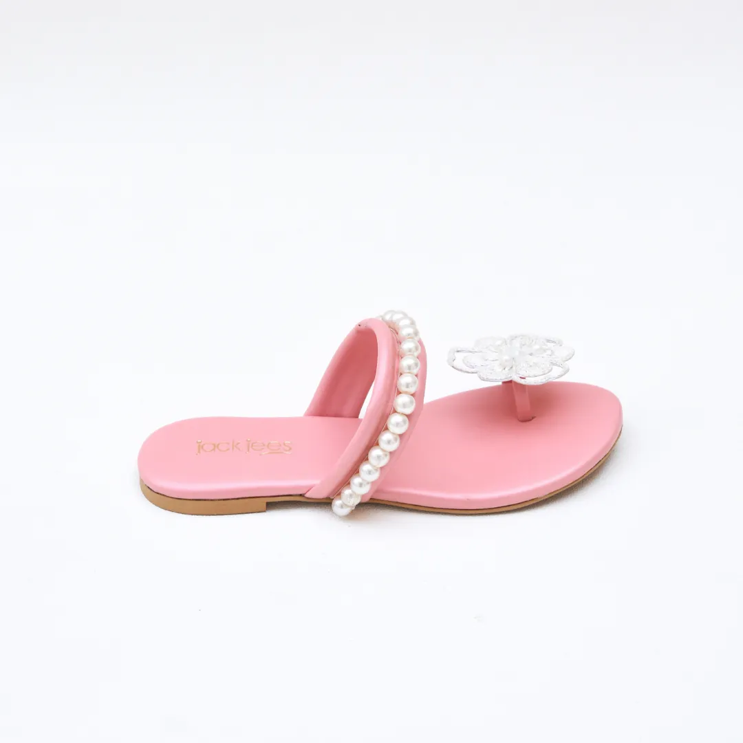 Floral Pearl Flats Pink