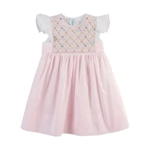 GIRLS FLORAL HAND SMOCKED DRESS