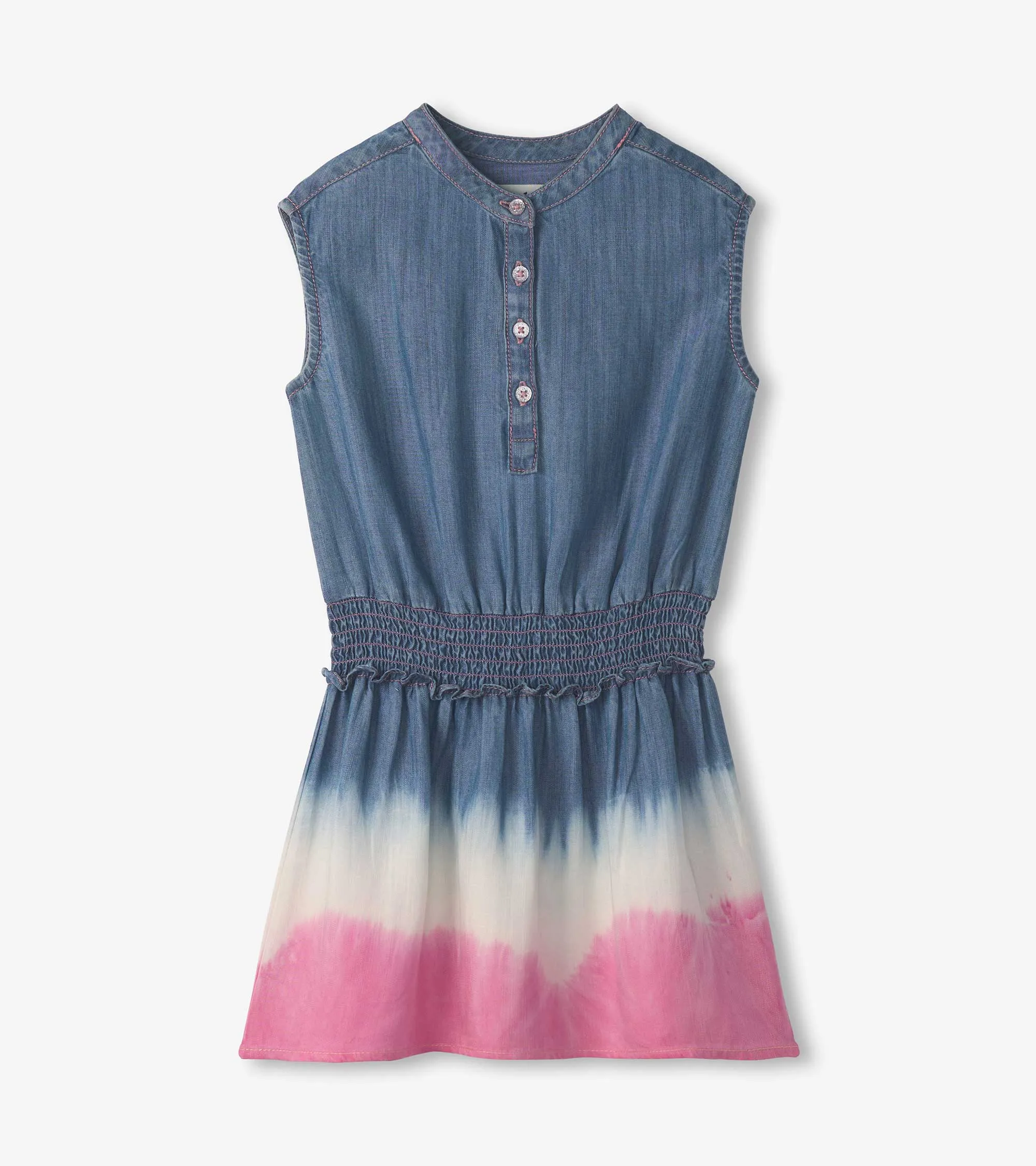Girls Sapphire Stripes Smocked Waist Dress