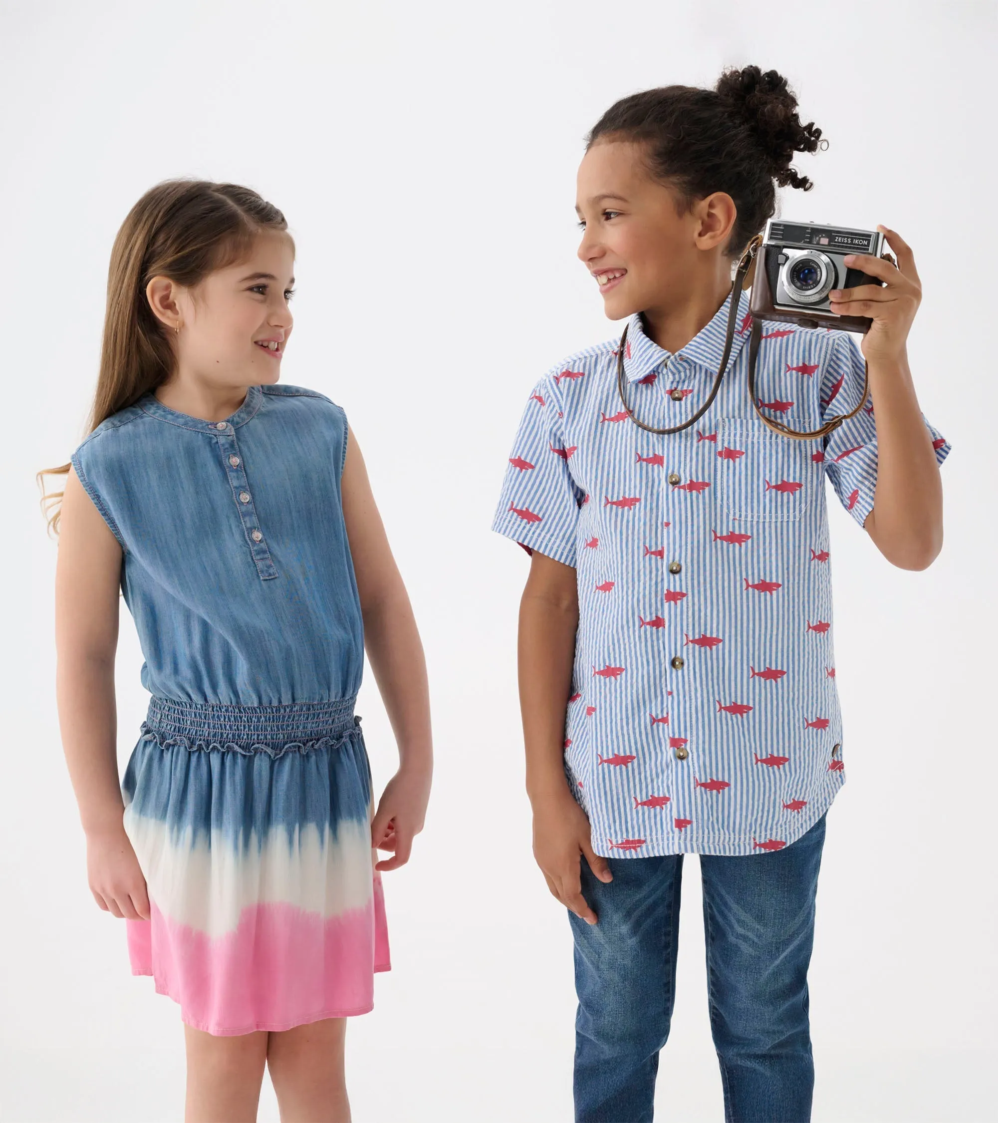 Girls Sapphire Stripes Smocked Waist Dress