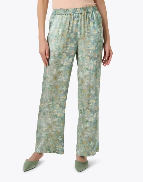 Green Print Wide Leg Pant