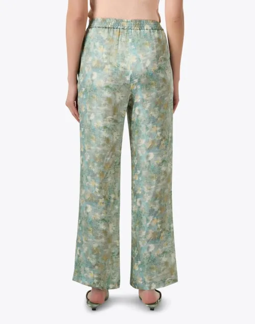 Green Print Wide Leg Pant
