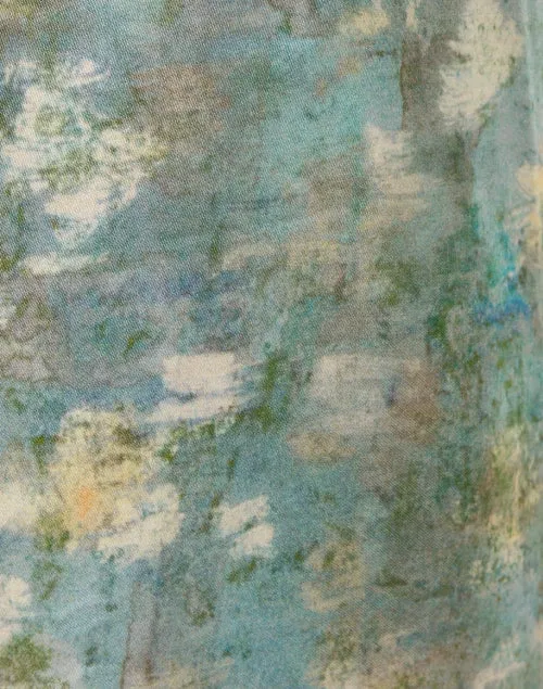 Green Print Wide Leg Pant