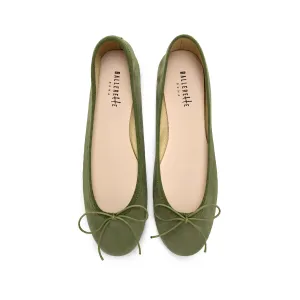 Green suede ballet flats