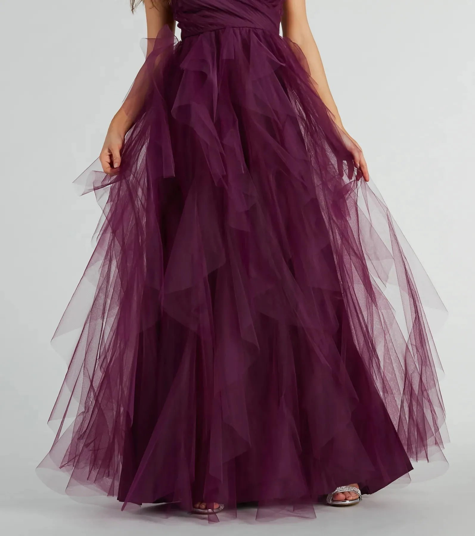 Hadley V-Neck Ruffled A-Line Tulle Formal Dress