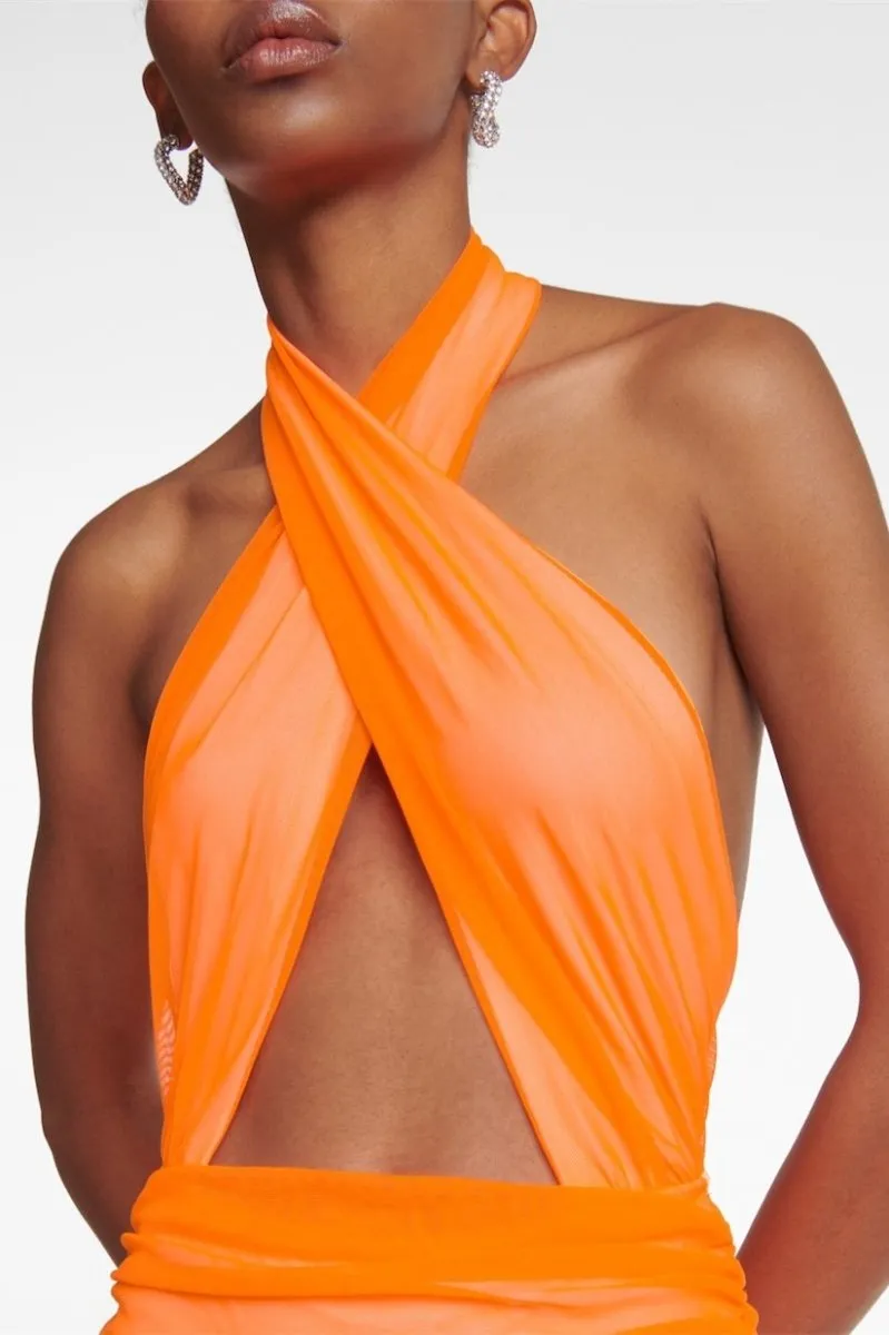Halter Neck Floor-Length Dress with Keyhole Detail