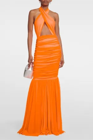 Halter Neck Floor-Length Dress with Keyhole Detail