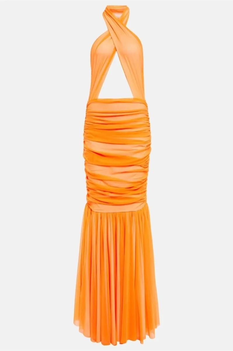 Halter Neck Floor-Length Dress with Keyhole Detail