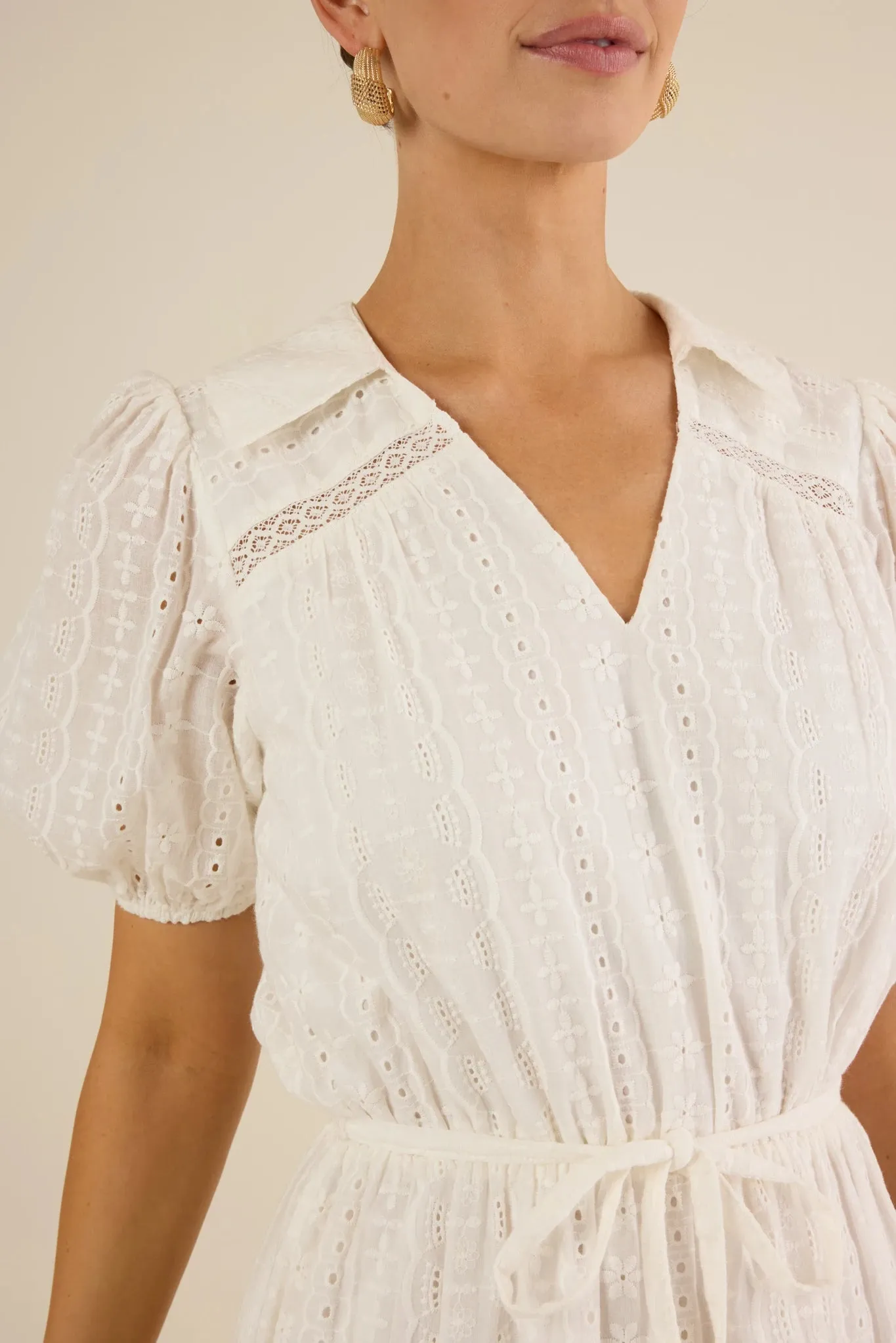Ingrid Dress- White Eyelet