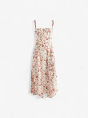 Jada | Women’s Sleeveless Corset Straps Midi Summer Dress