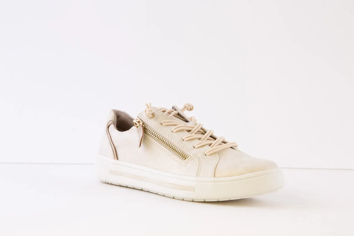 JANA - 23660-949 LACED FASHION SHOE WITH ZIP - LIGHT GOLD