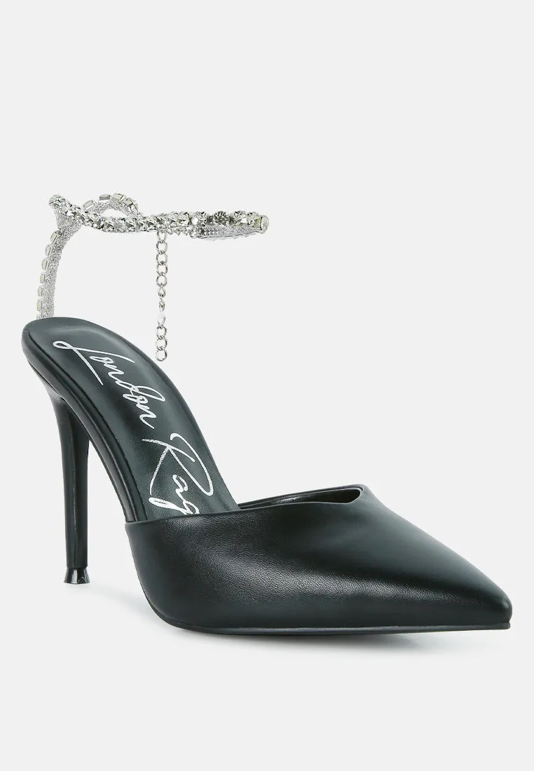 Joyce Diamante Embellished Stiletto Mule Sandals By Ruw