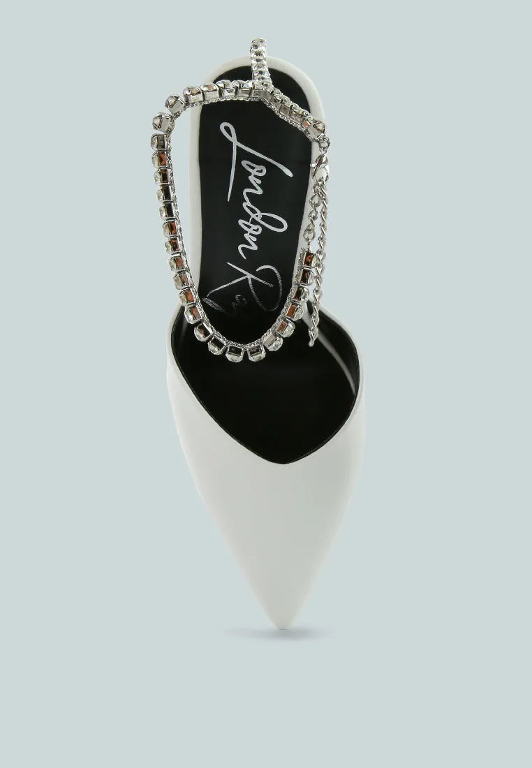 Joyce Diamante Embellished Stiletto Mule Sandals By Ruw