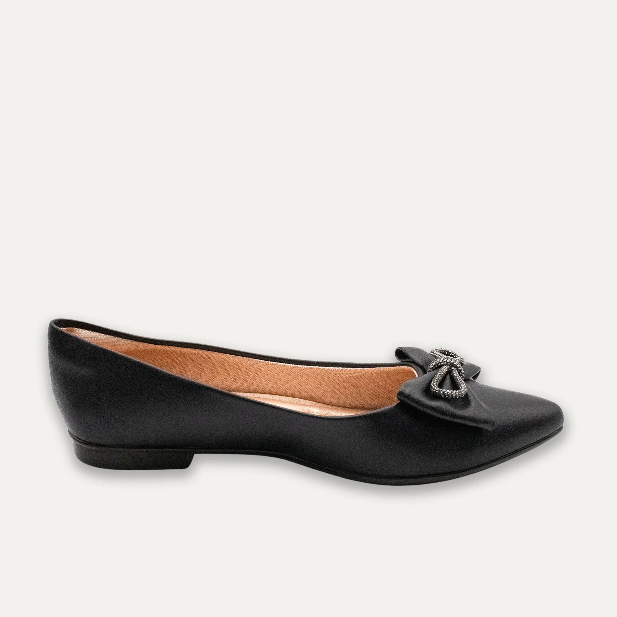 Julieta Crystal Lazo Black Pointed Toe Flats