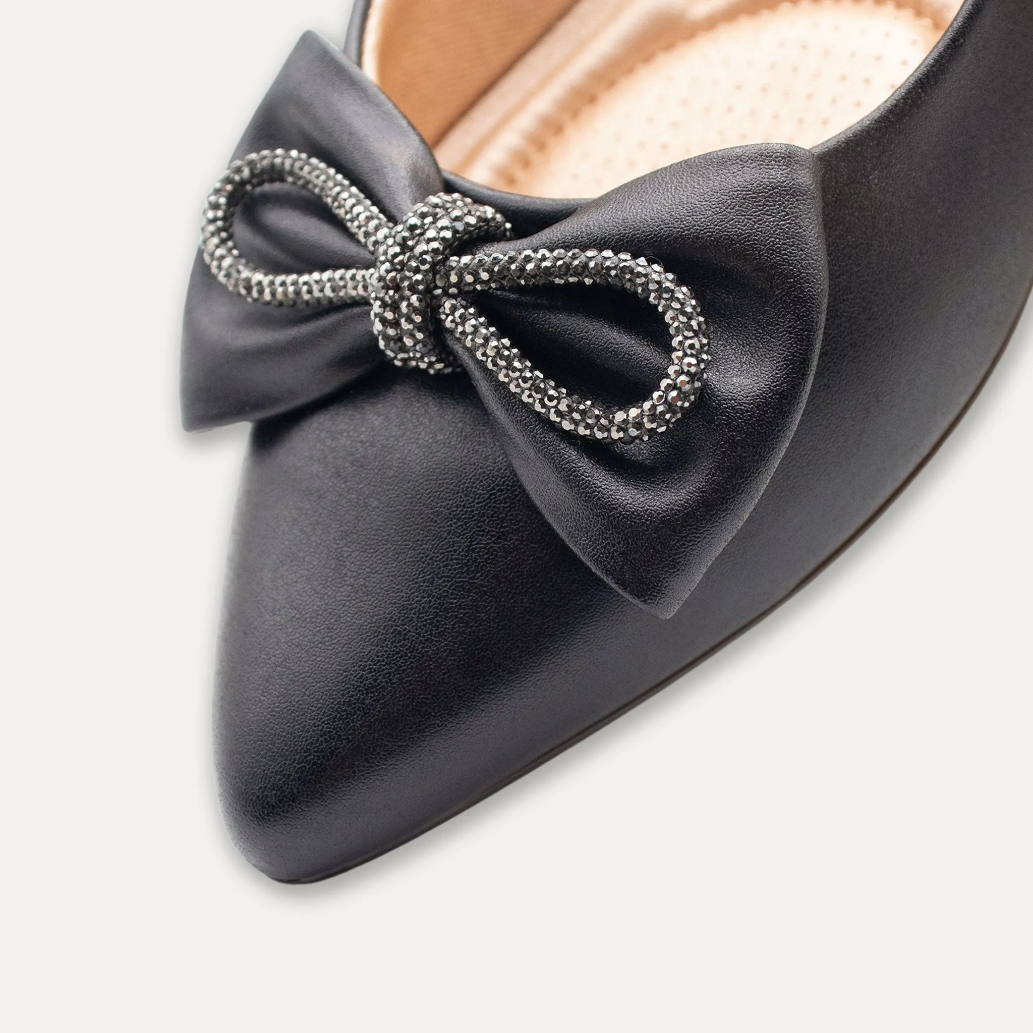 Julieta Crystal Lazo Black Pointed Toe Flats