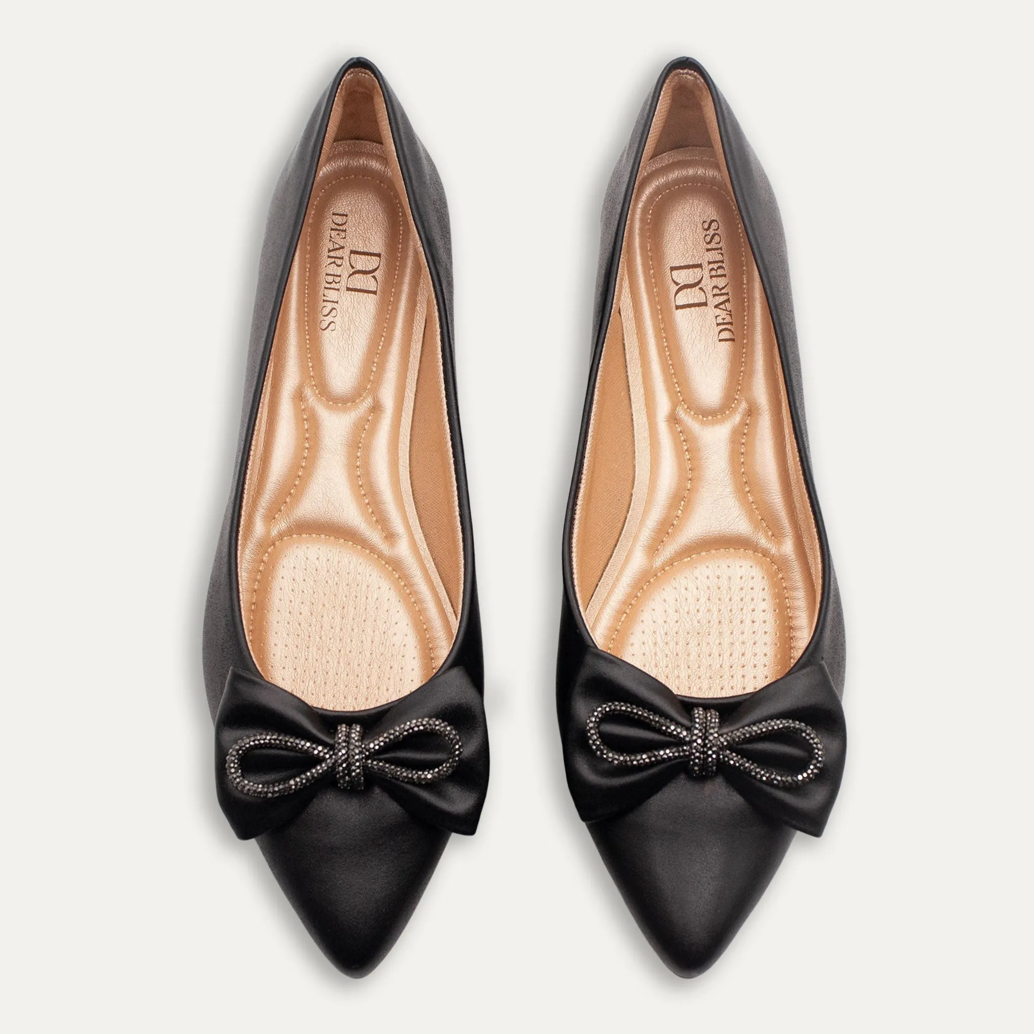 Julieta Crystal Lazo Black Pointed Toe Flats