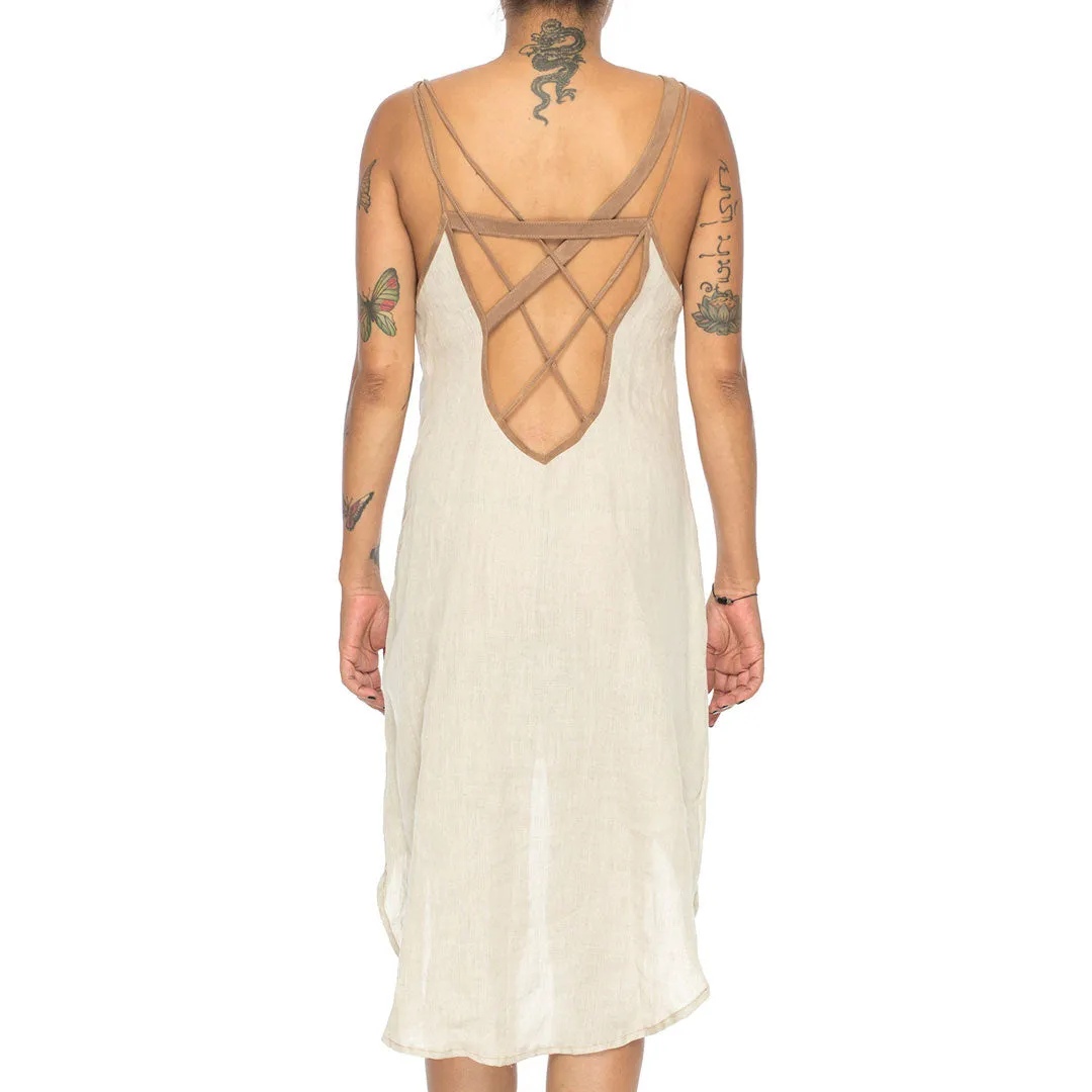 KENZA | WHITE | OPEN BACK MIDI DRESS