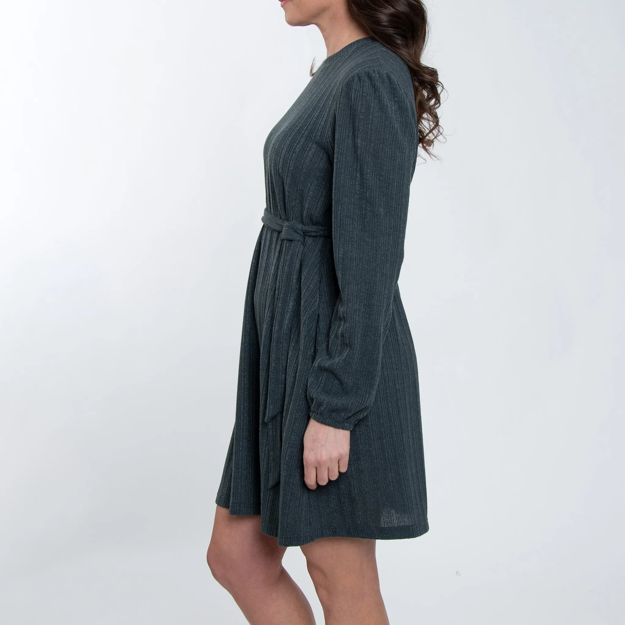 Kyle Ribbed Belted Dress