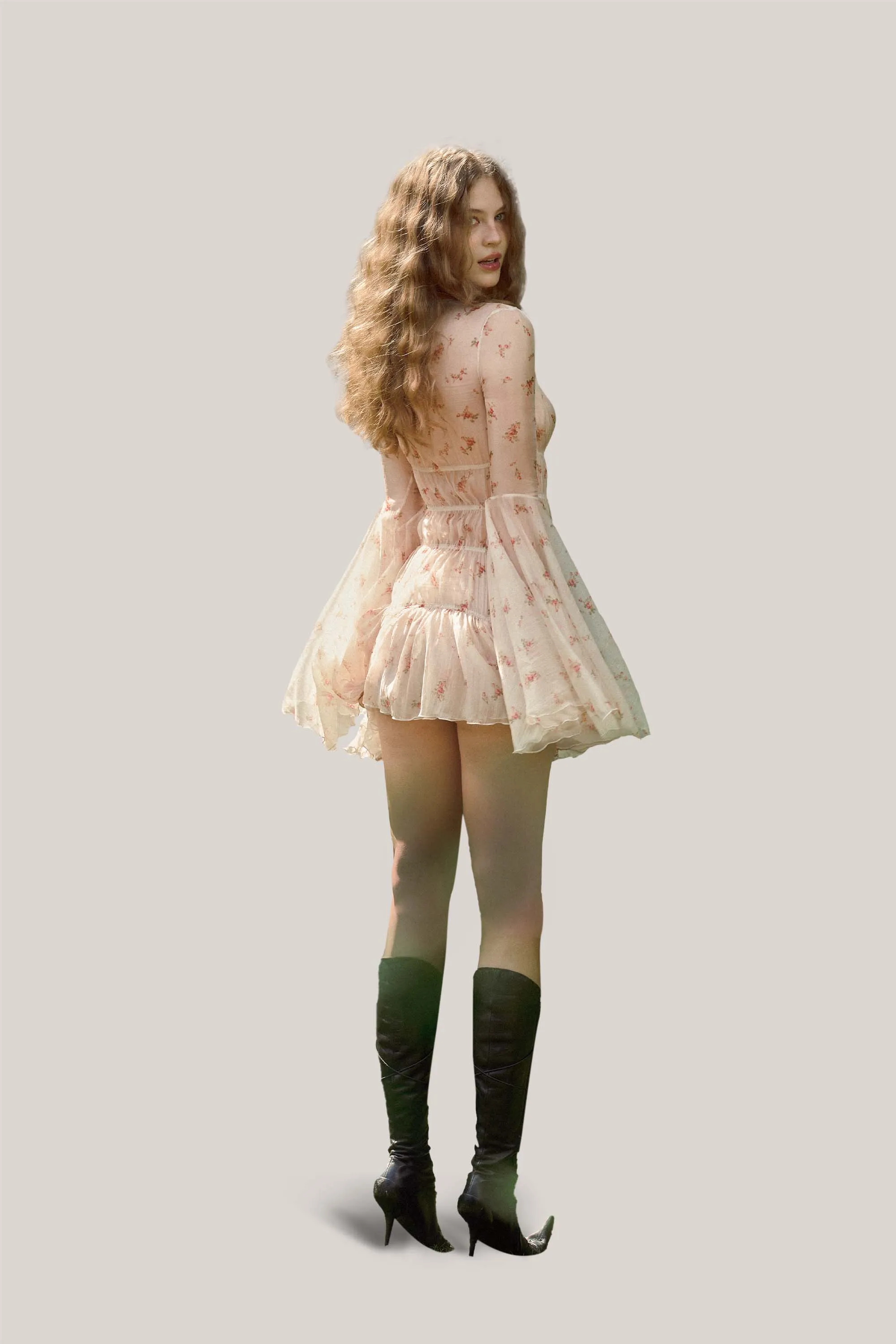 LA VIERGE • Florentine V-neck Smocking Mini Dress