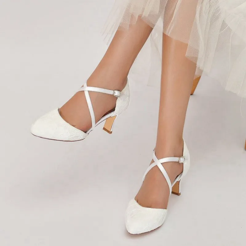 Lace Mid-Heel Pumps with Elegant Design