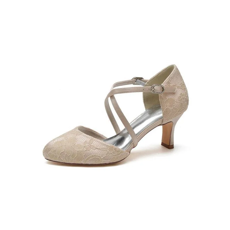 Lace Mid-Heel Pumps with Elegant Design
