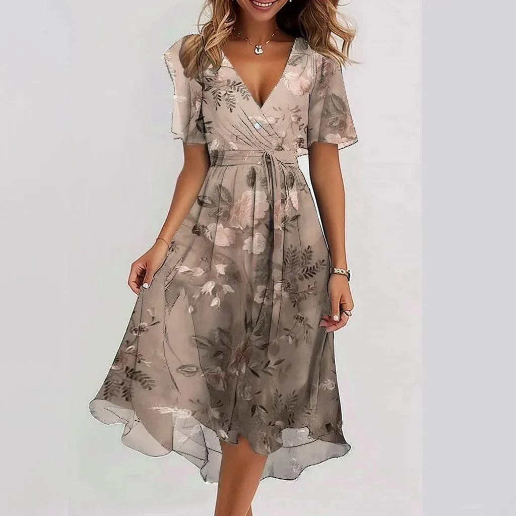 Lea™ V-Neck Flowing Midi Dress
