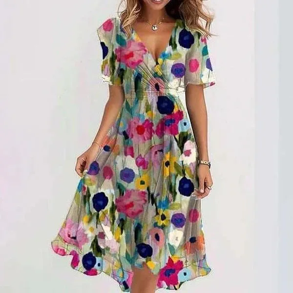 Lea™ V-Neck Flowing Midi Dress