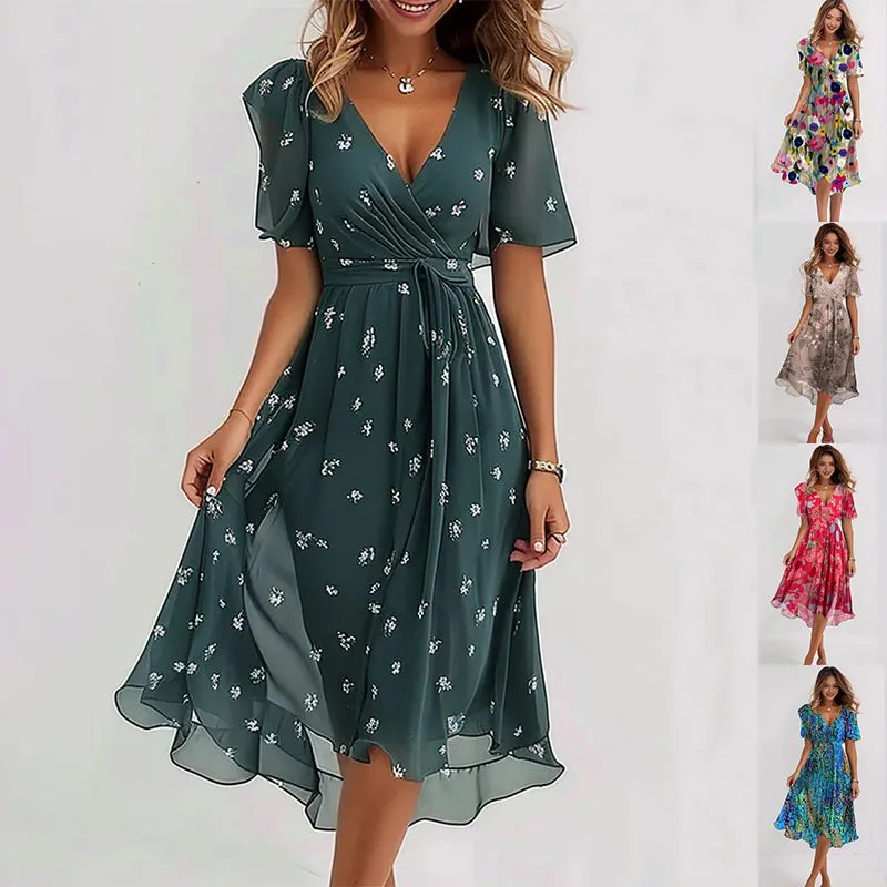 Lea™ V-Neck Flowing Midi Dress