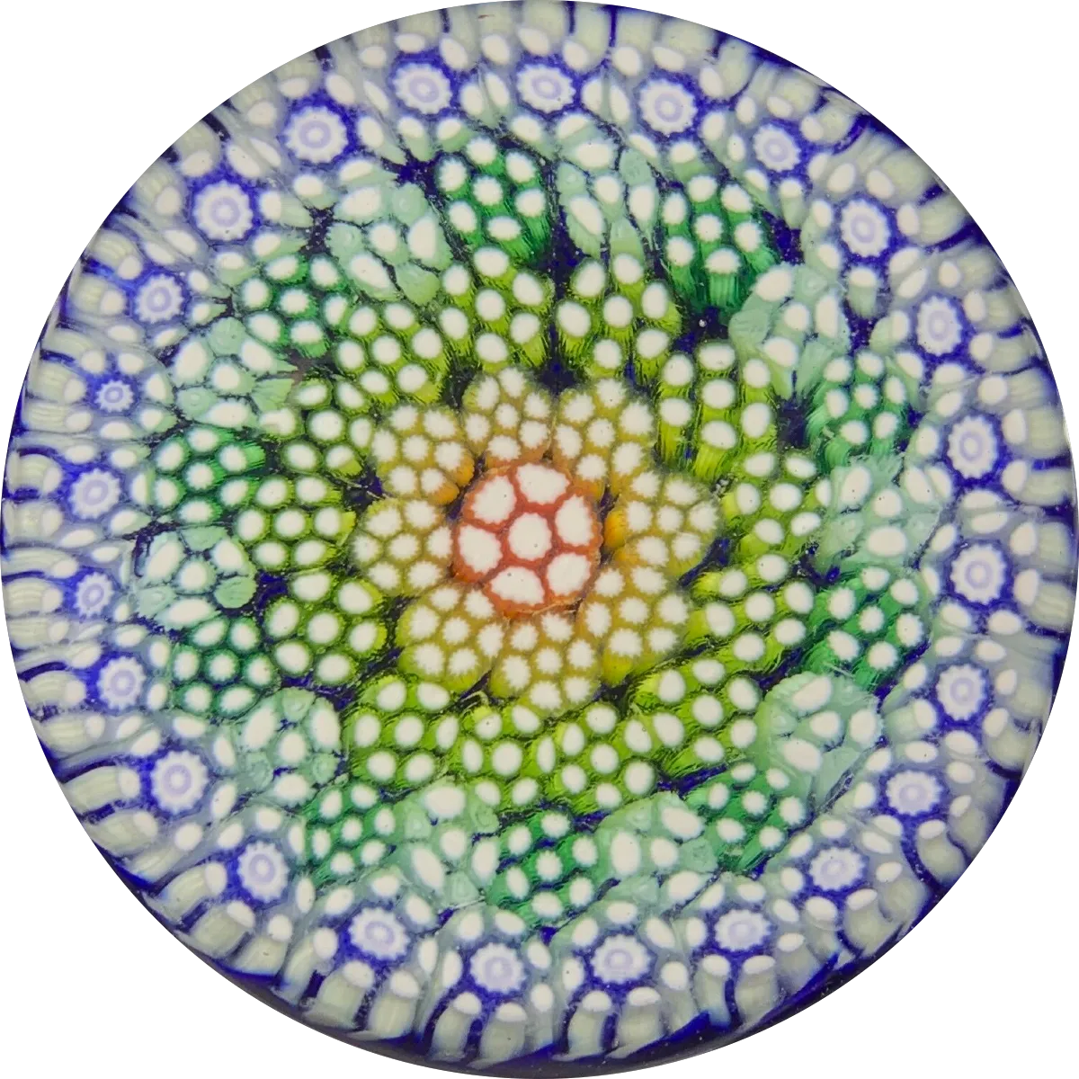Matt Fimiano 2018 Concentric Complex Millefiori Gradient Rainbow on Blue