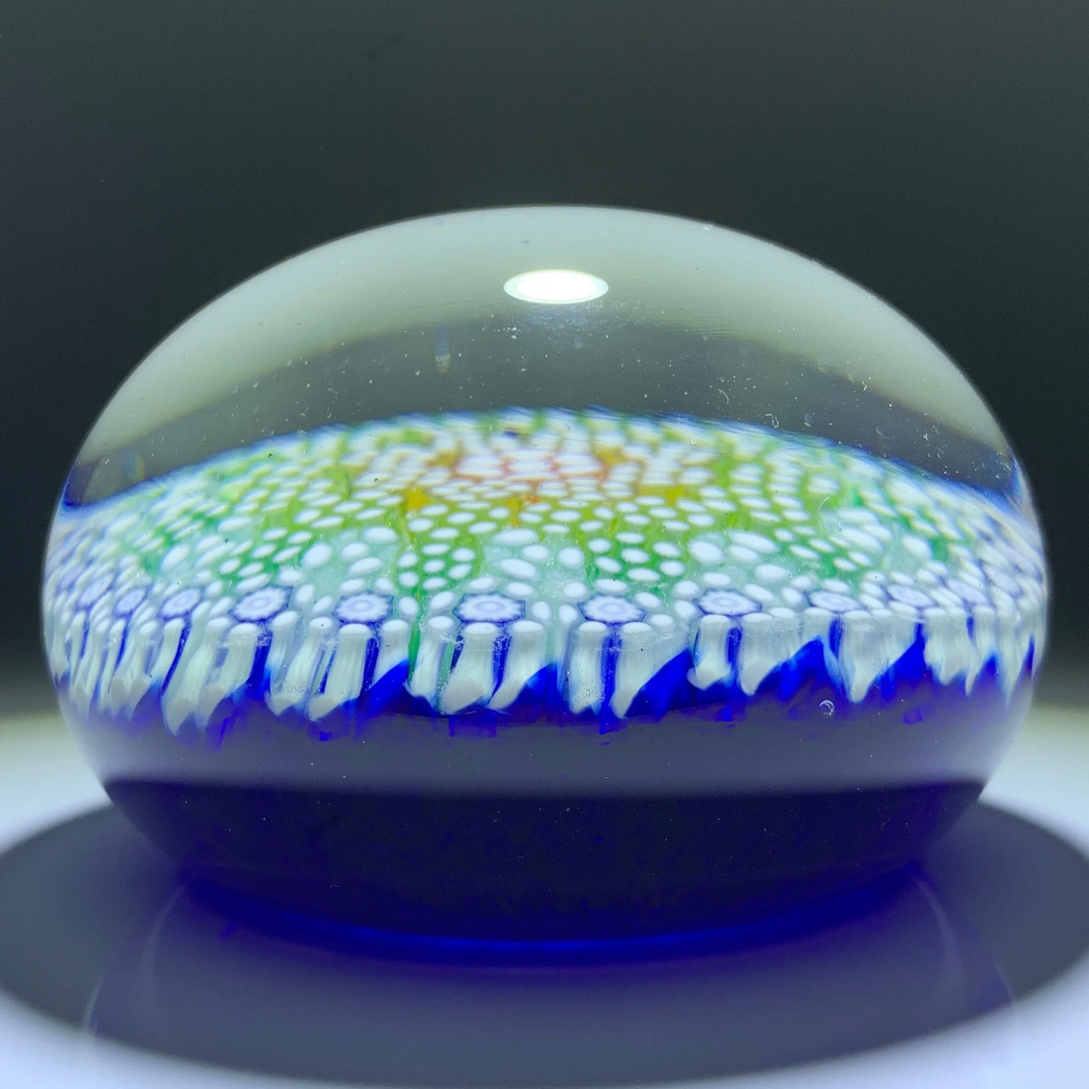 Matt Fimiano 2018 Concentric Complex Millefiori Gradient Rainbow on Blue