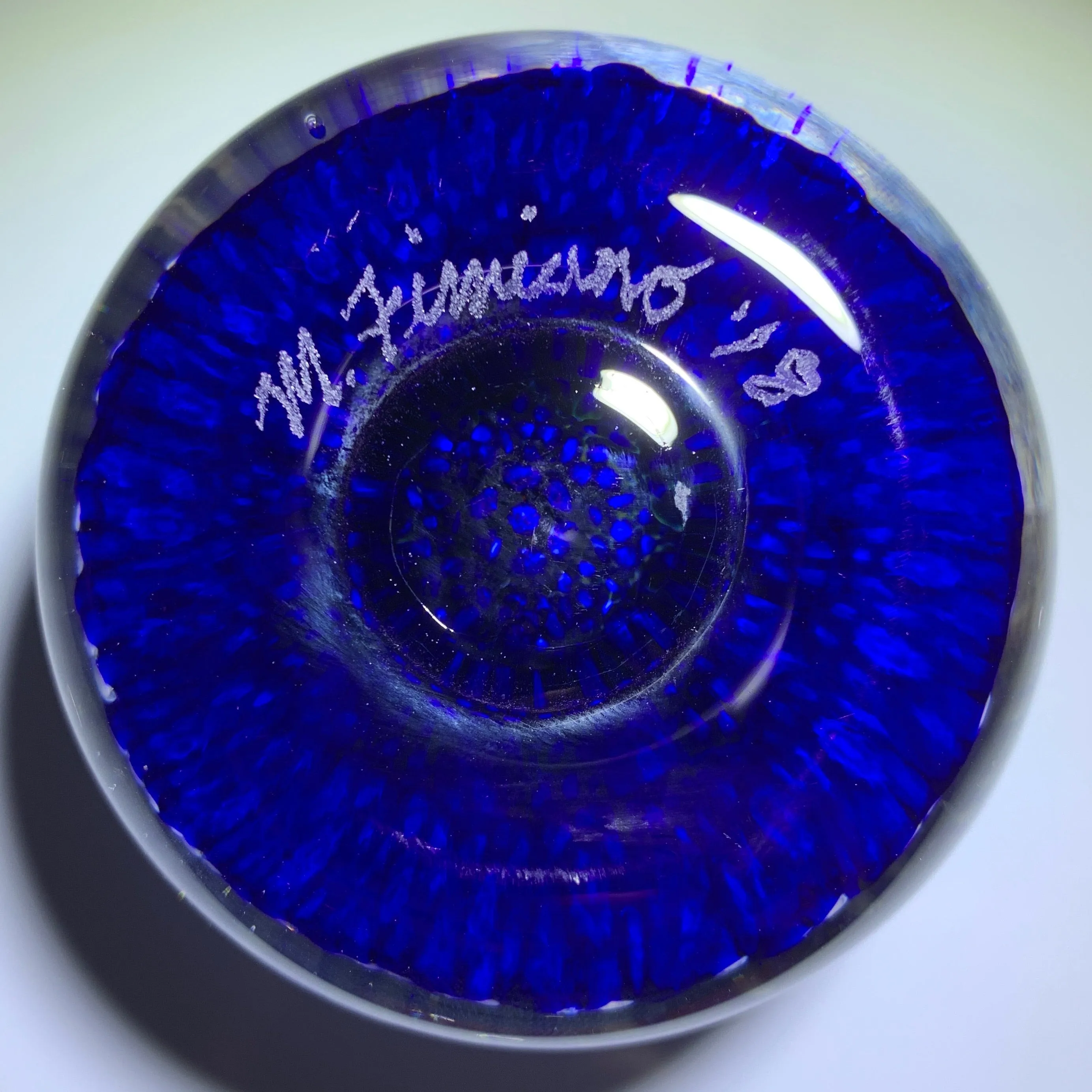 Matt Fimiano 2018 Concentric Complex Millefiori Gradient Rainbow on Blue