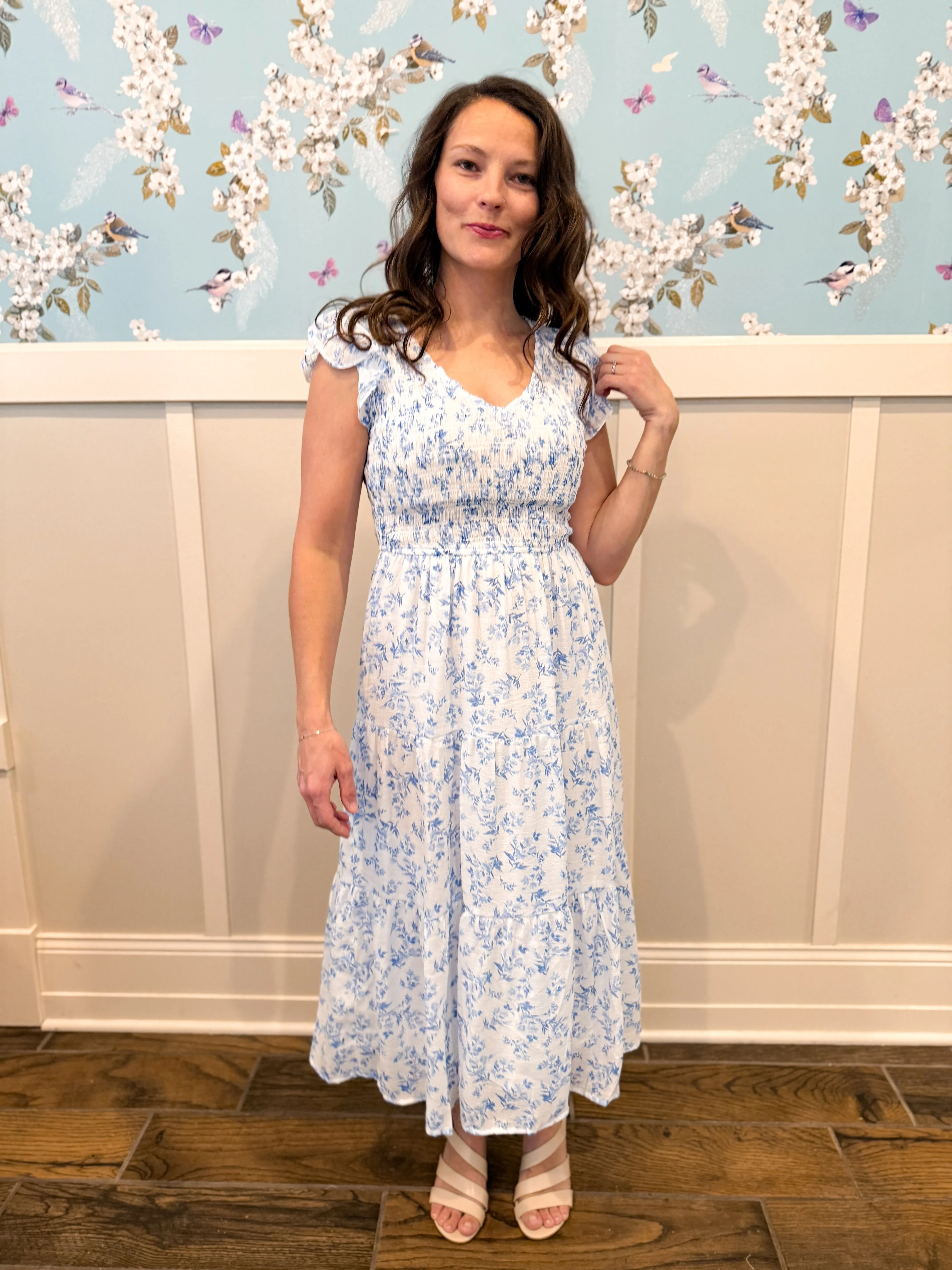 Meadow Daydream Midi Dress in Blue