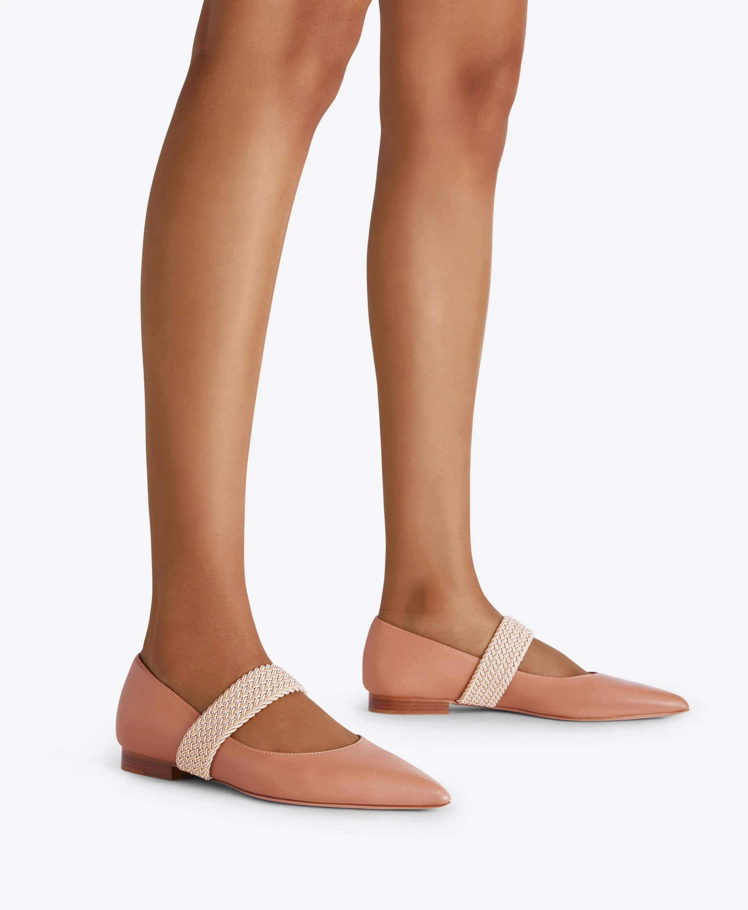 Melanie Blush Leather Flat Pumps