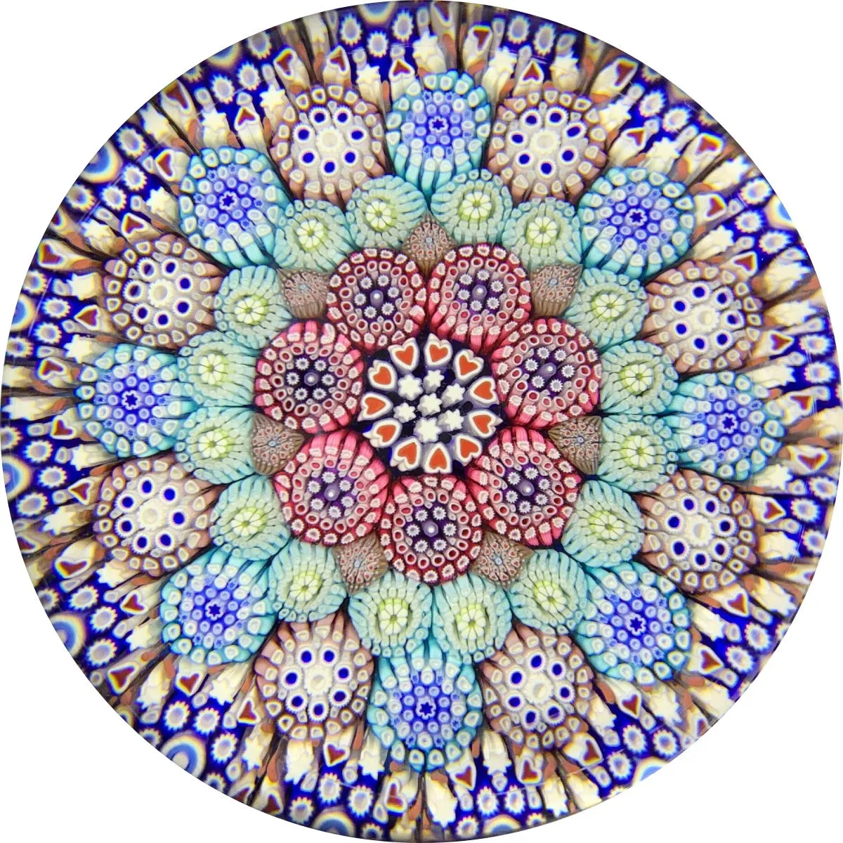 Michael Hunter Twists Studio 2019 Art Glass Paperweight Complex Close Concentric Millefiori