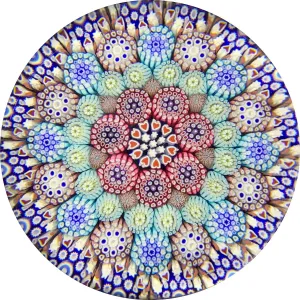 Michael Hunter Twists Studio 2019 Art Glass Paperweight Complex Close Concentric Millefiori