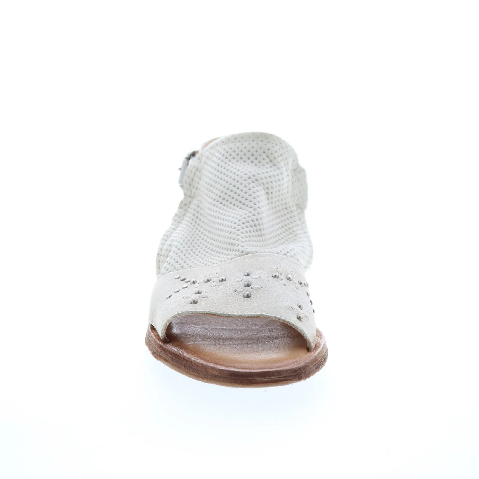Miz Mooz Fifi 279048 Womens White Leather Hook & Loop Strap Sandals Shoes