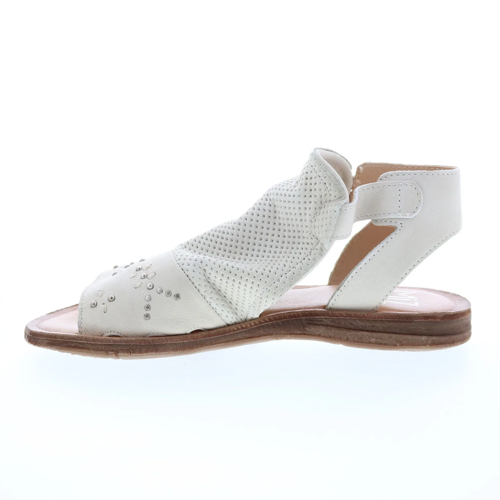 Miz Mooz Fifi 279048 Womens White Leather Hook & Loop Strap Sandals Shoes