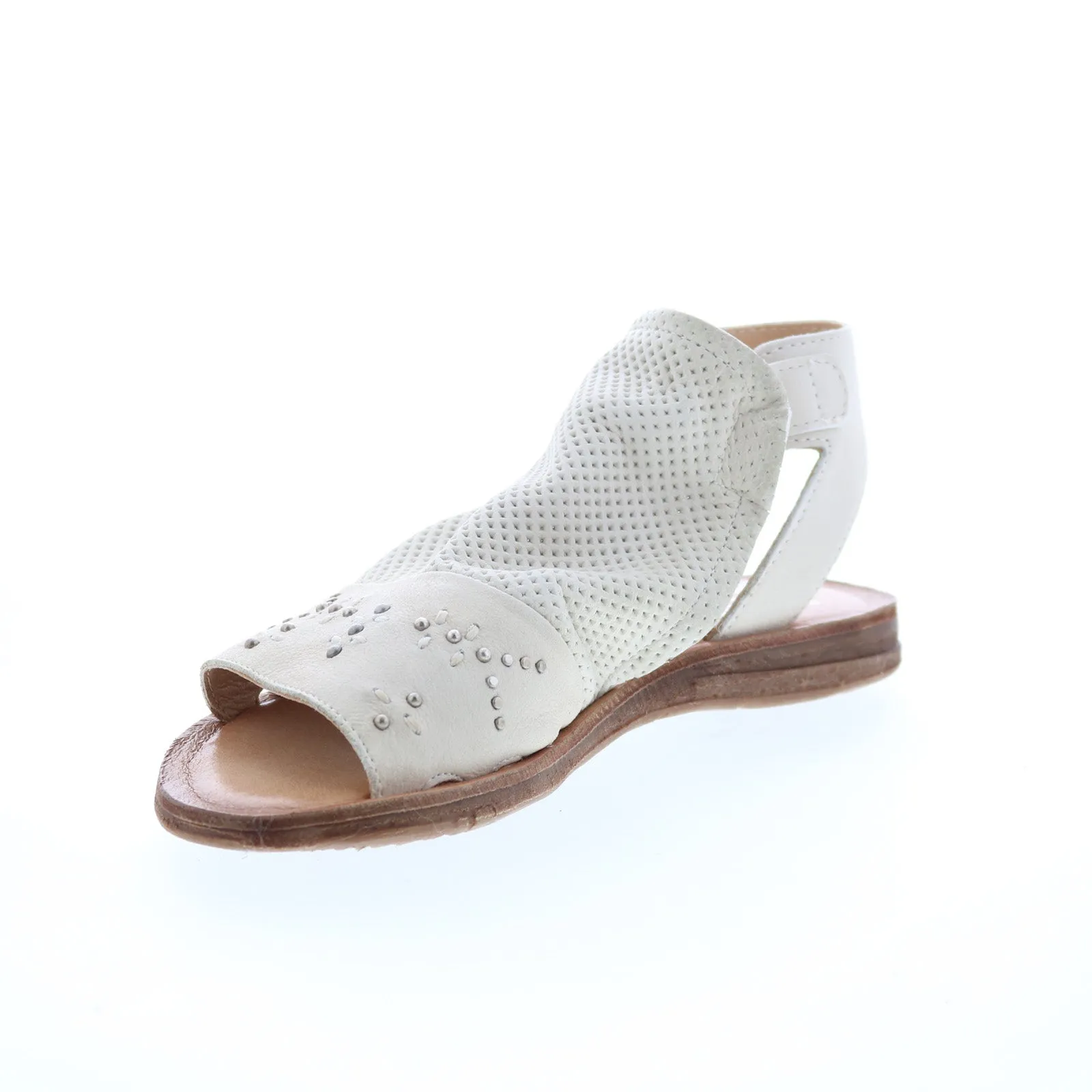 Miz Mooz Fifi 279048 Womens White Leather Hook & Loop Strap Sandals Shoes
