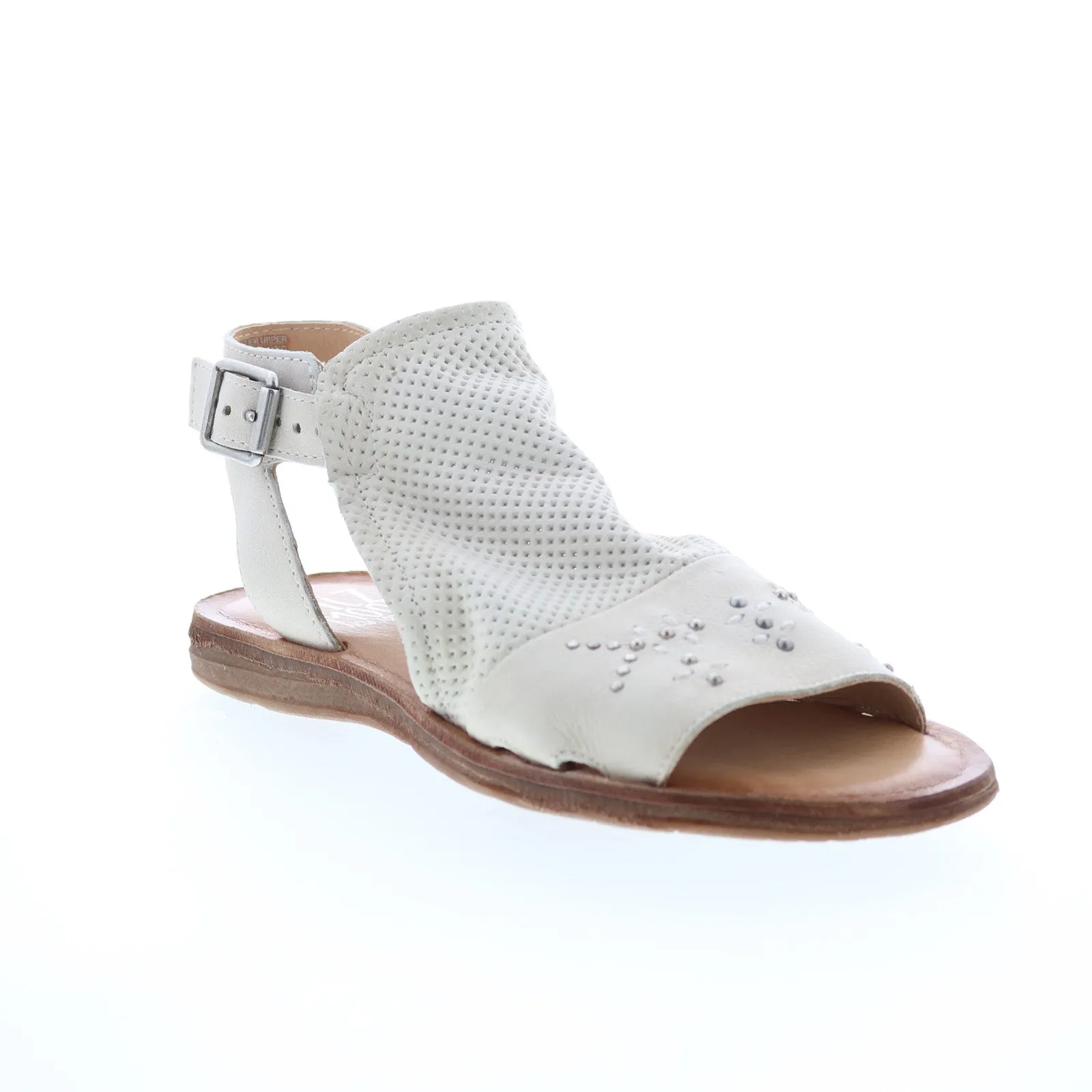 Miz Mooz Fifi 279048 Womens White Leather Hook & Loop Strap Sandals Shoes
