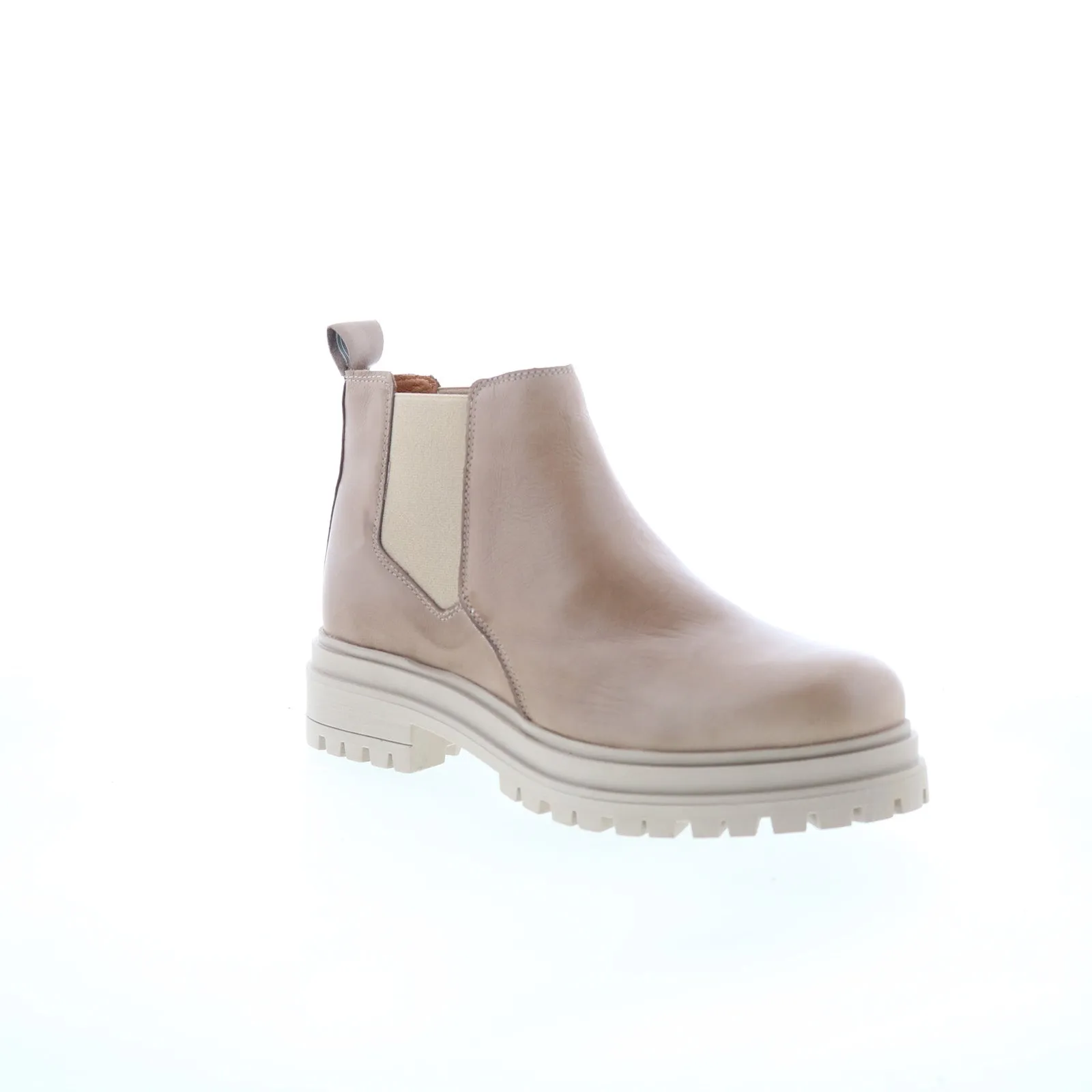 Miz Mooz Levona Womens Beige Leather Slip On Chelsea Boots