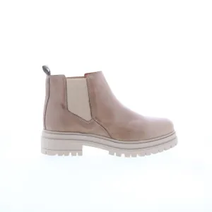 Miz Mooz Levona Womens Beige Leather Slip On Chelsea Boots