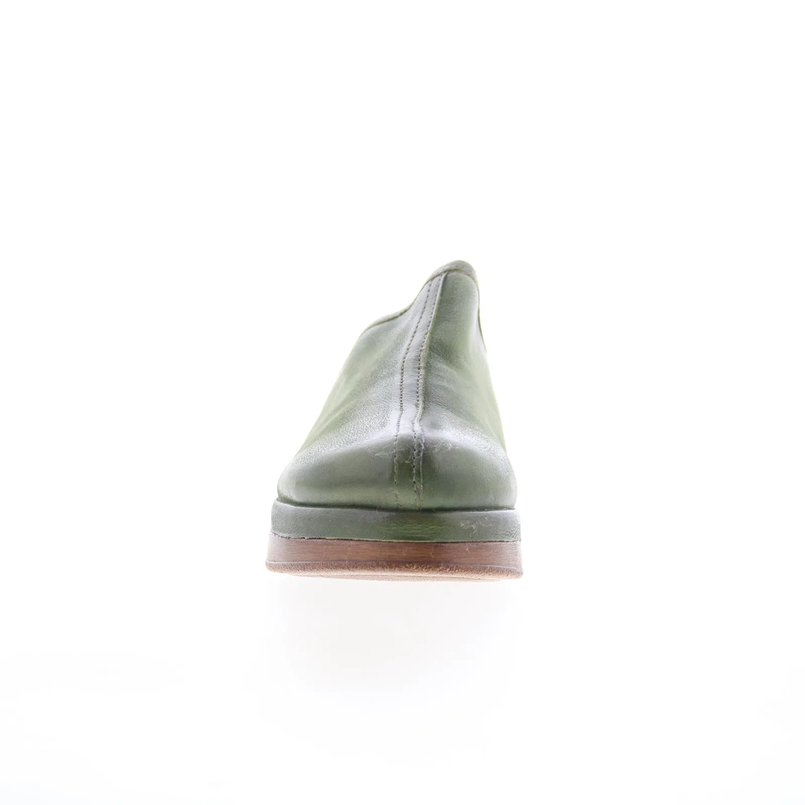 Miz Mooz Lunea-QVC Womens Green Leather Slip On Heeled Sandals Shoes