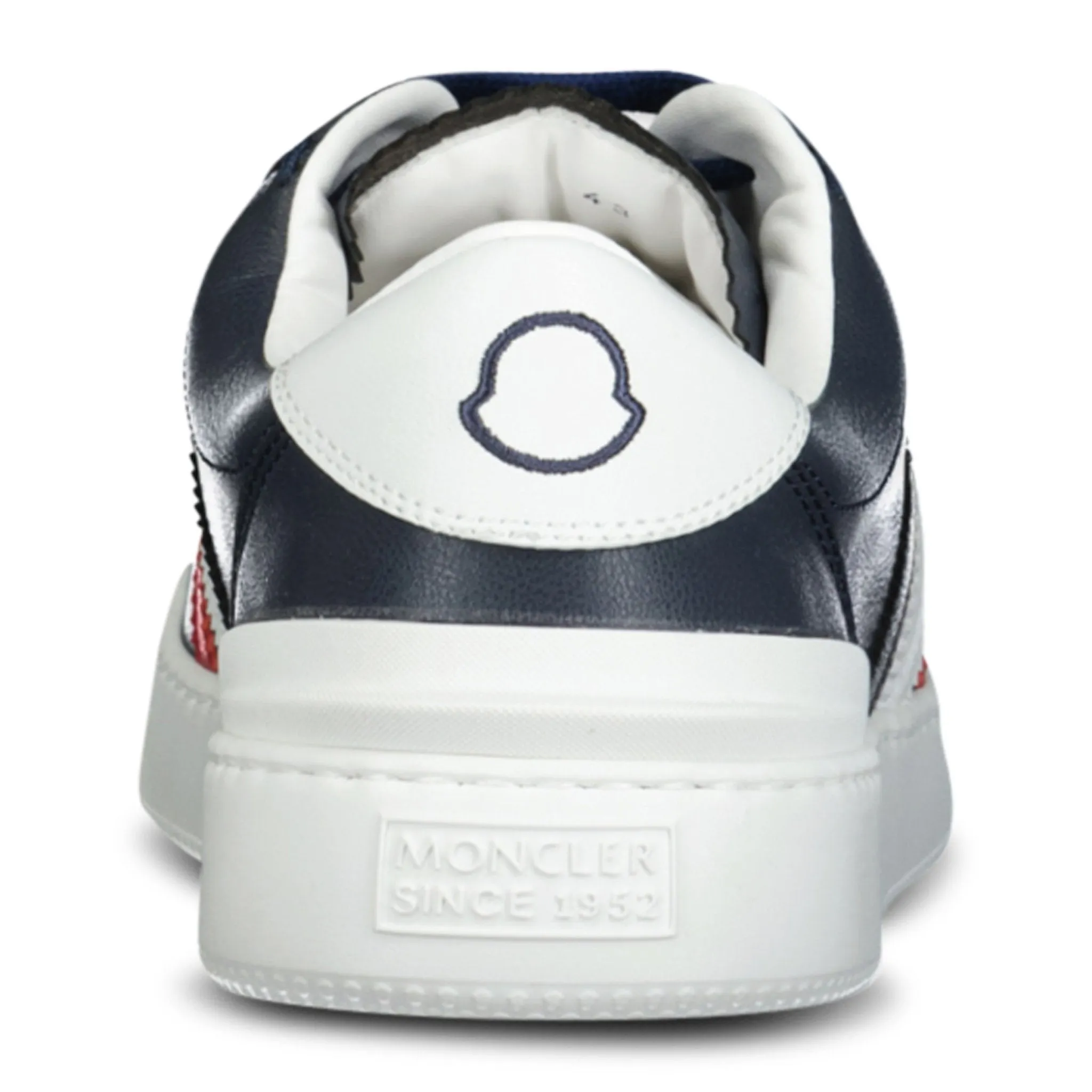 MONCLER MONACO LEATHER TRAINERS NAVY BLUE