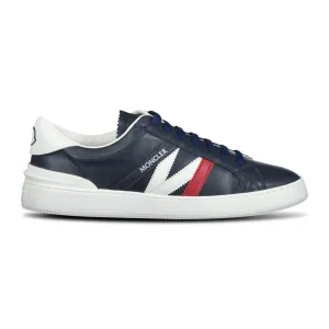 MONCLER MONACO LEATHER TRAINERS NAVY BLUE