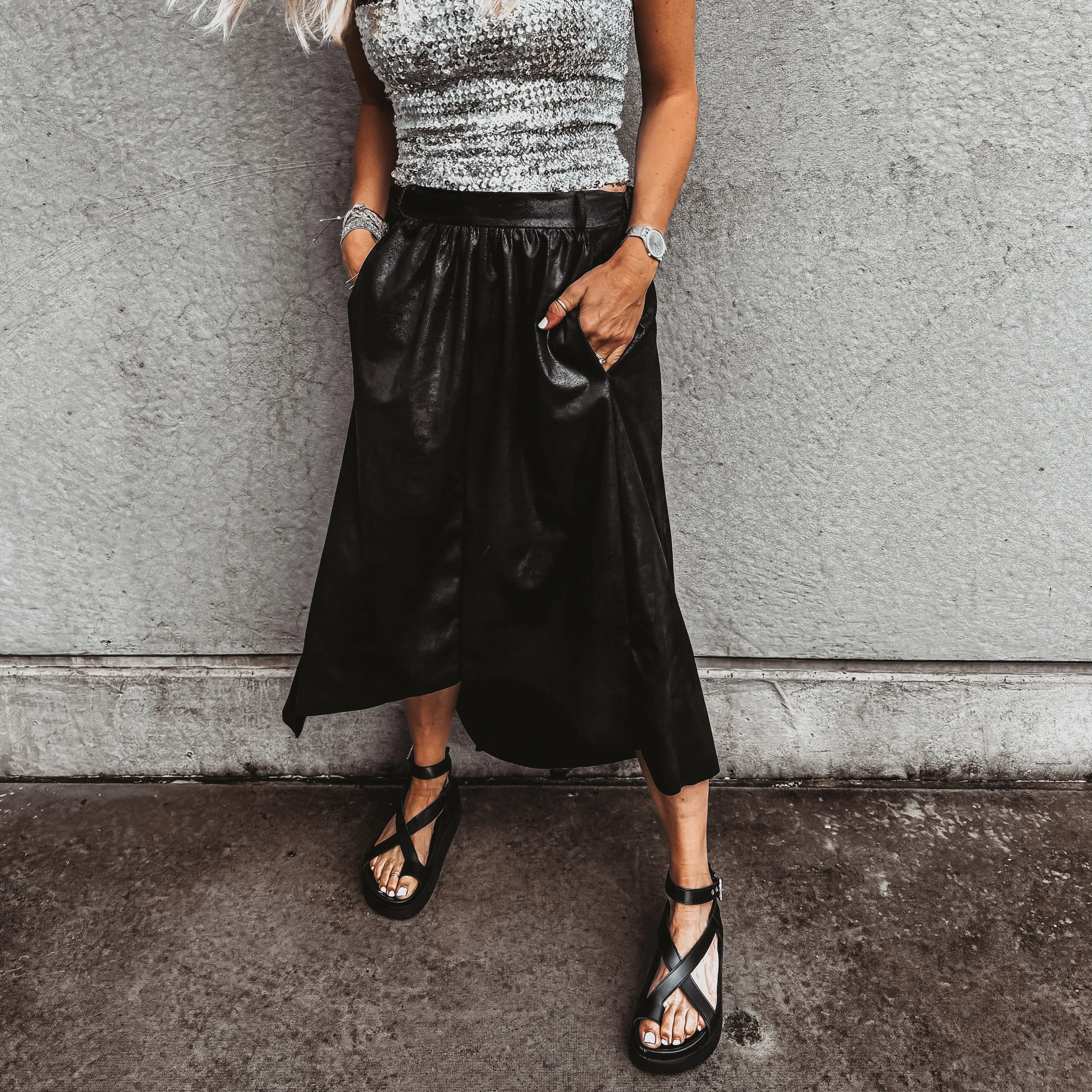 Montpellier faux leather midi skirt *NEW*