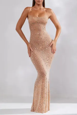 Narissa - Shinny Embellished Mesh Maxi Dress