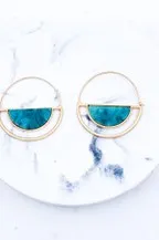 NATURAL STONE HOOP EARRINGS (Mint)