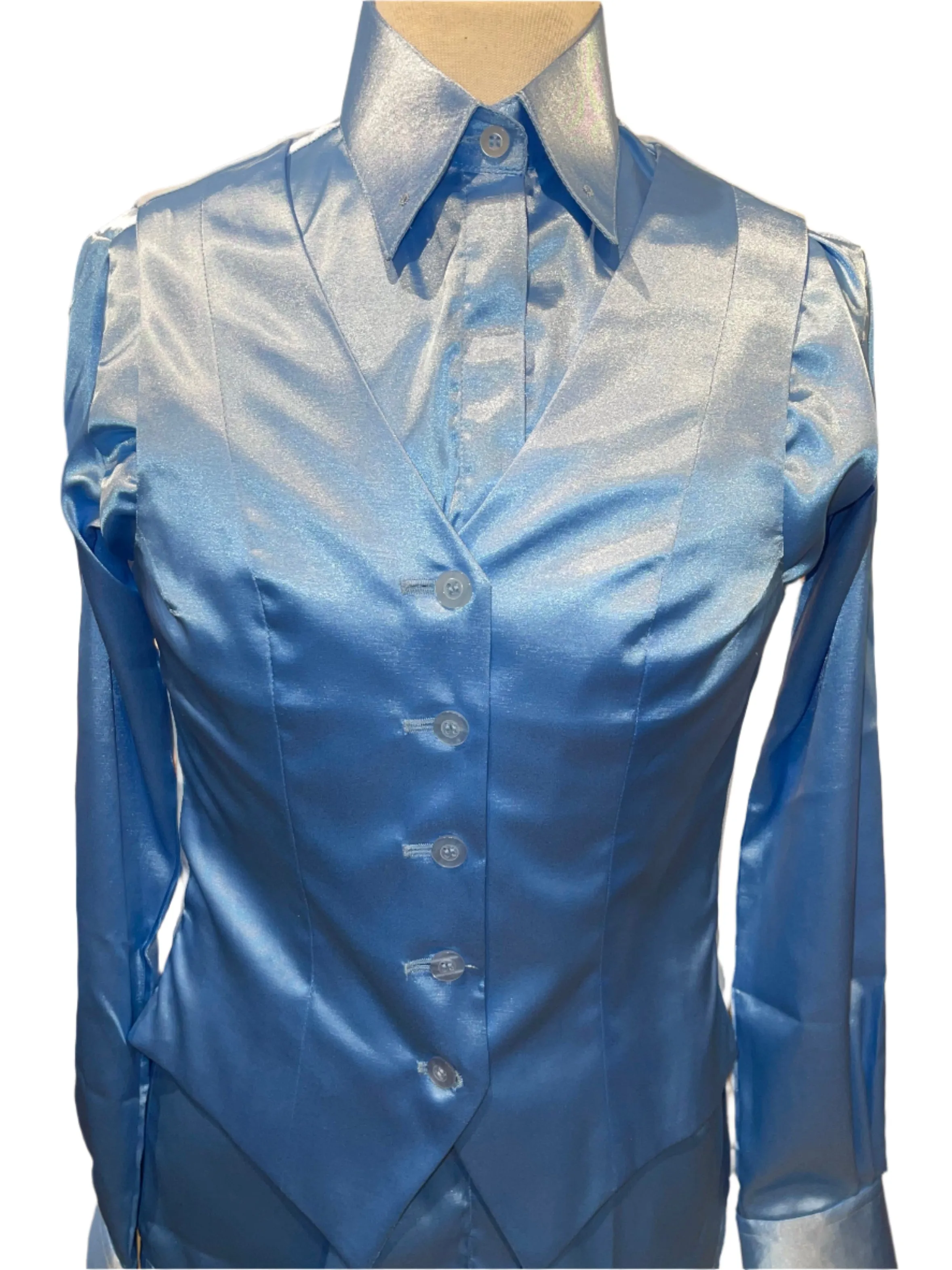 New. MTC, Light Blue Silk Vest