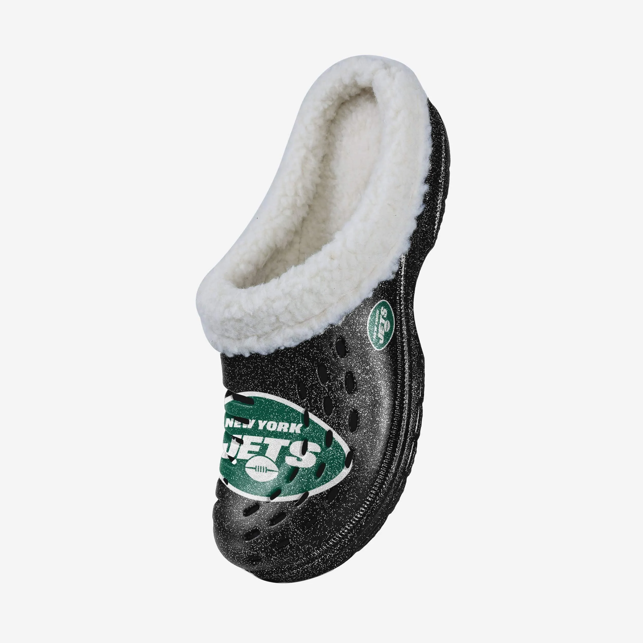 New York Jets Womens Sherpa Lined Glitter Clog